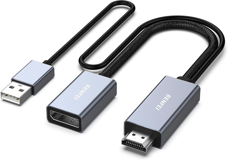 Benfei محول HDMI إلى DisplayPort، مصدر HDMI إلى شاشة DisplayPort متوافق مع بطاقة الرسوميات للكمبيوتر المحمول PS5 Xbox One(360) يدعم 4K@60Hz 2K@144Hz 1080P@165Hz - Image 1
